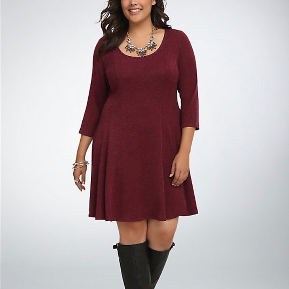 Hacci Knit Fluted Skater Dress - Picture 2 of 6